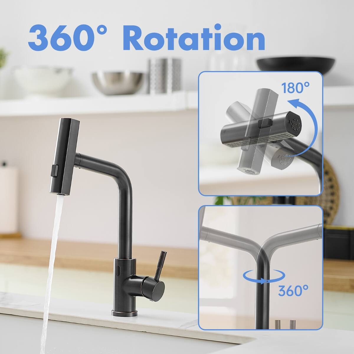 Ropilly Touchless Kitchen Faucet, Hands Free Kitchen Faucet with Pull ...