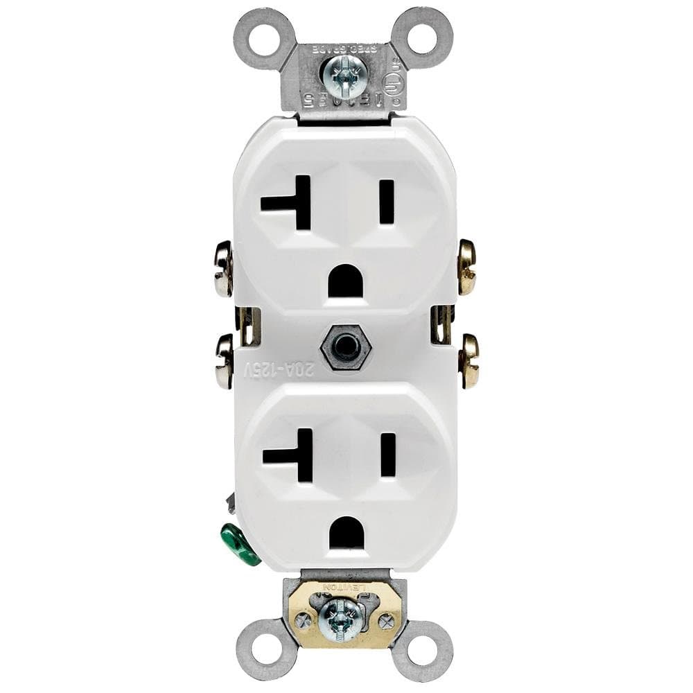 Leviton - Receptacle 20A 125V NEMA 5-20R Duplex 2-Outlet - White