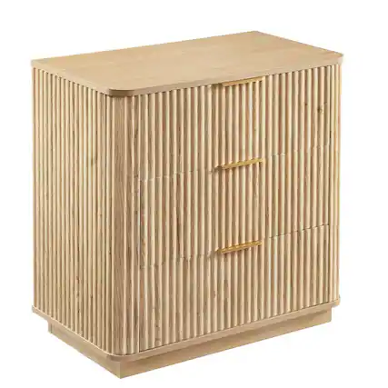 Front. Spaco - Spaco 27.6" Oak Curved Wave 3-Drawer Dresser, Modern Nightstand Organizer for Bedroom Focused - Oak.