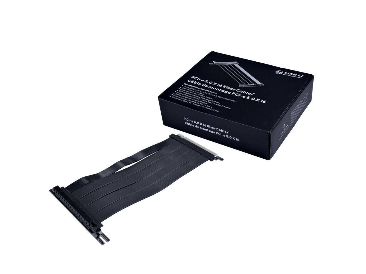 PCI-e 5.0 X16 Riser Cable  
PCI-e 5.0 X16 Riser Cable/ Câble de montage PCI-e 5.0 X16  
Lian Li PCI-e 5.0 X16 Riser Cable/ Câble de montage PCI-e 5.0 X16