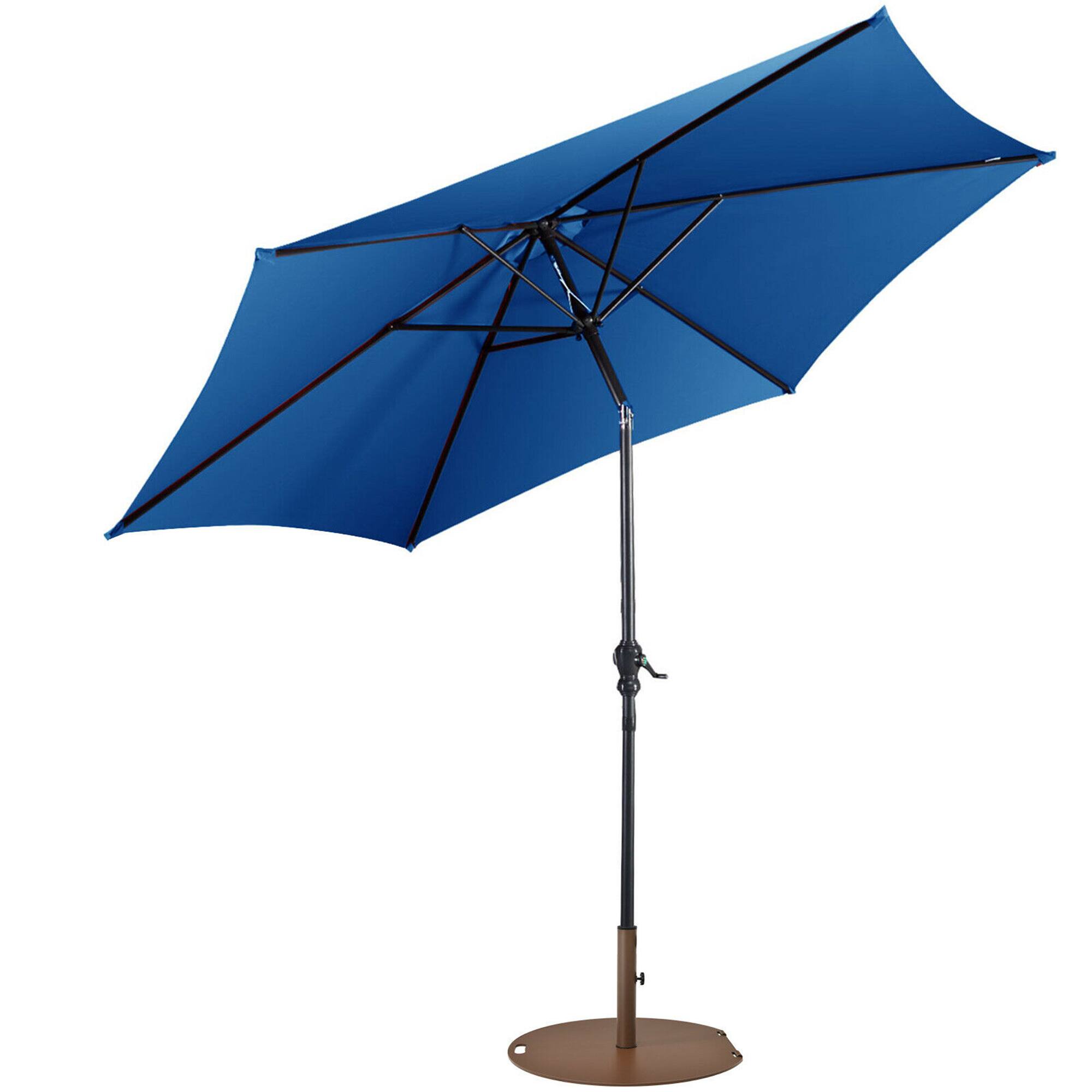 Alt View 9. Gymax - Gymax 9 Ft Patio Table Market Umbrella Yard Outdoor w/ Heavy-duty Umbrella Base Blue - Blue.