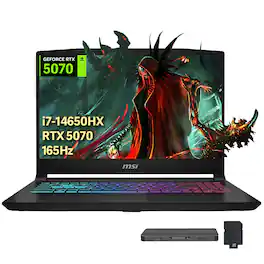 MSI - Katana 15.6" Gaming Laptop,Intel i7-14650HX,GeForce RTX 5070,16GB DDR5,512GB SSD,Win 11 Pro,512GB Dock Station - Black