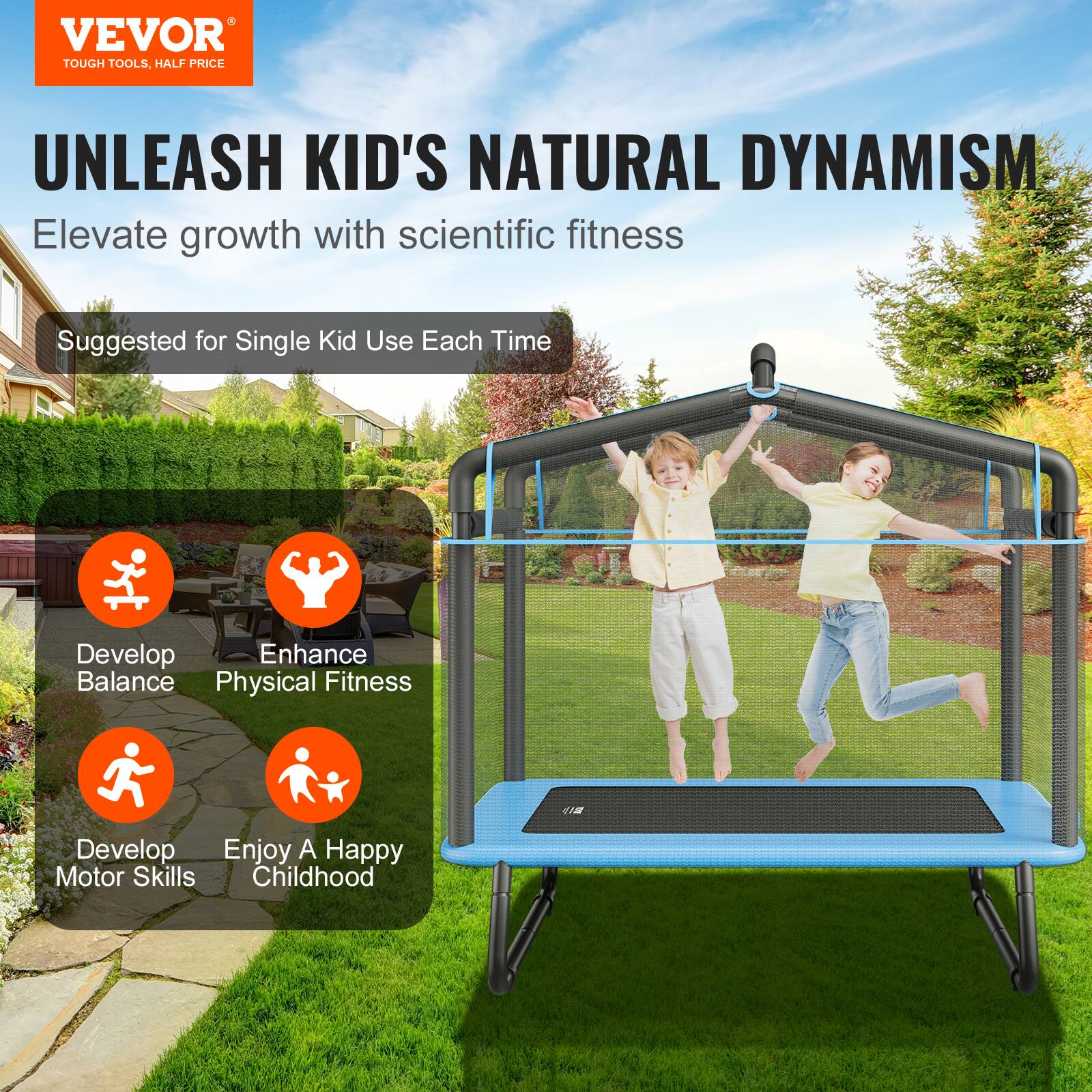 VEVOR TOUGH TOOLS, HALF PRICE

UNLEASH KID'S NATURAL DYNAMISM
Elevate growth with scientific fitness

Suggested for Single Kid Use Each Time

- Develop Balance
- Enhance Physical Fitness
- Develop Motor Skills
- Enjoy A Happy Childhood