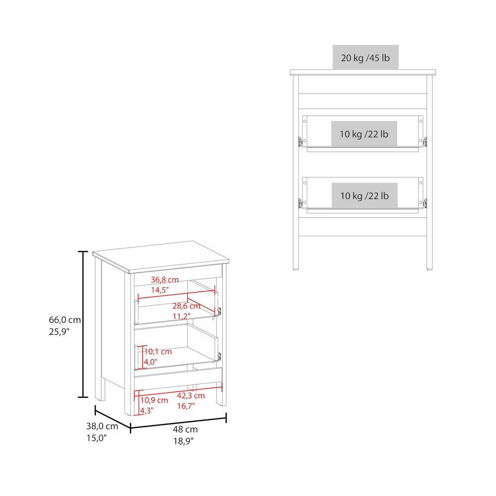 20 kg/45 lb  
10 kg/22 lb  
10 kg/22 lb  

66.0 cm / 25.9"  
38.0 cm / 15.0"  
48 cm / 18.9"  

36.8 cm / 14.5"  
28.6 cm / 11.2"  
10.1 cm / 4.0"  
10.9 cm / 4.3"  
42.3 cm / 16.7"