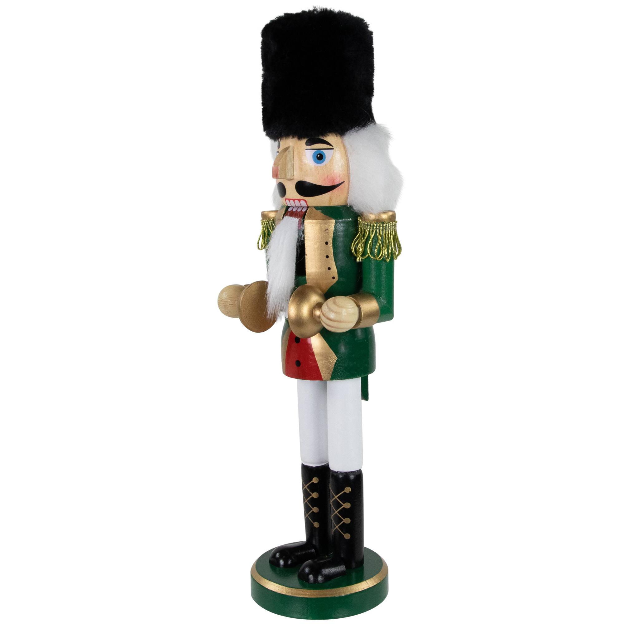 Alt View 2. Northlight - 14" Green and White Cymbalist Christmas Nutcracker - Green.