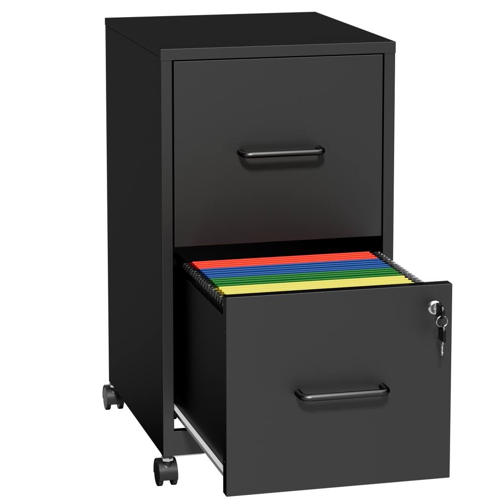 Alt View 7. Loheer - Loheer 2 Drawer File Cabinet Under Desk Metal Filing Cabinet Lockable Black.