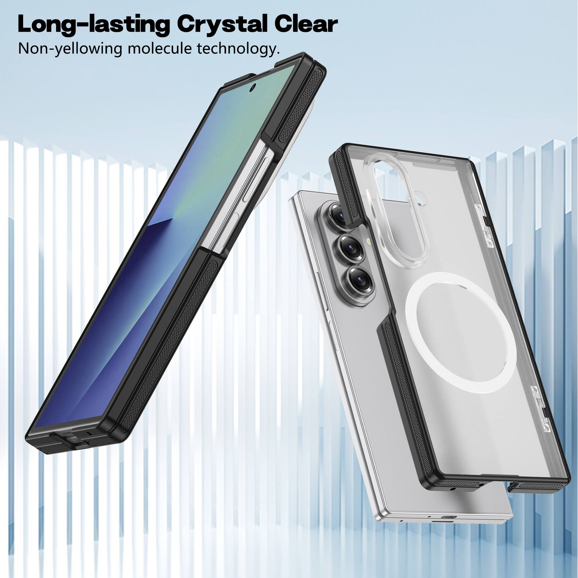 Long-lasting Crystal Clear  
Non-yellowing molecule technology.