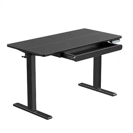 Front. HUANUO - Adjustable Standing Desk with Storage Drawer - 48″ x 24″ - Black.