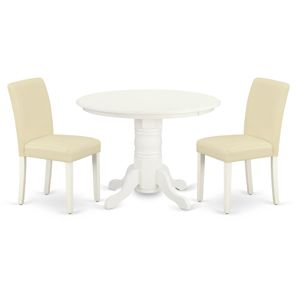 Back. East West Furniture - Dining Room Set Linen White - Brown.