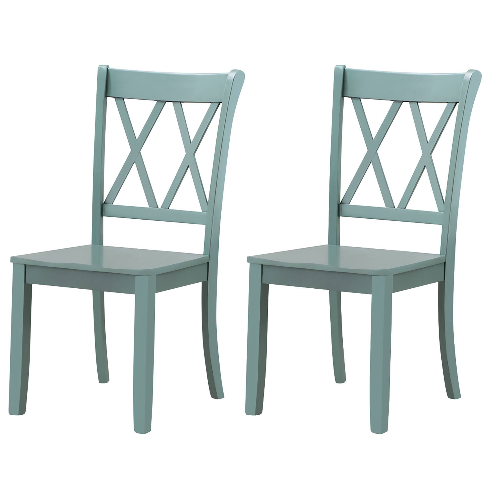 Alt View 1. Costway - Costway Set of 2 Wood Dining Chair Cross Back Dining Room Side Chair Mint Home Kitchen - Mint Green.