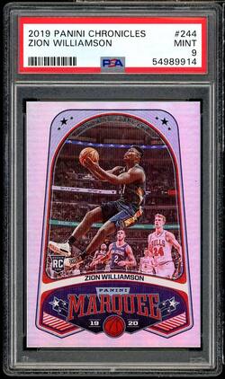 Zion Williamson Rookie Card 2019-20 Panini Chronicles #244 PSA 9