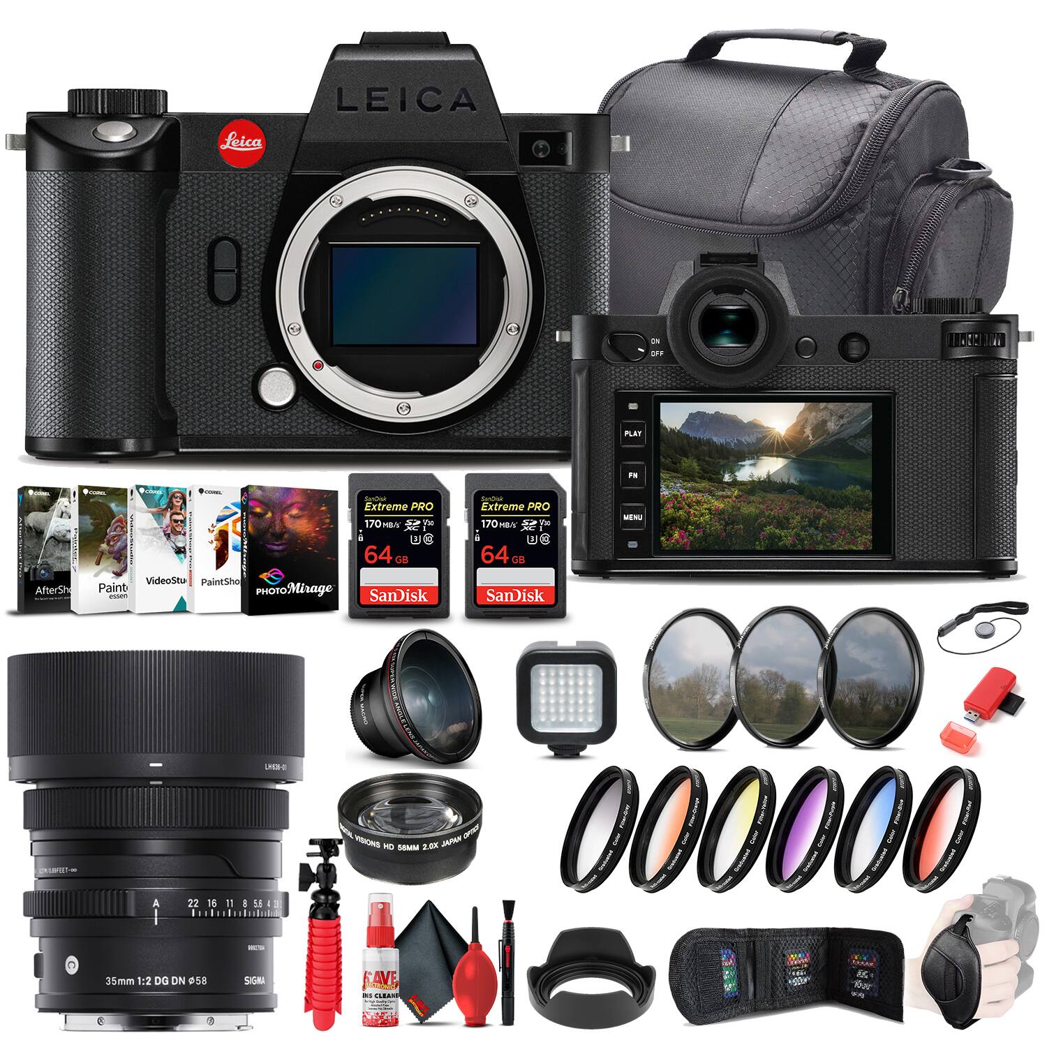 Bundle- Leica- SL2-S Mirrorless Digital Camera (Body) + Sigma 35mm Lens + More