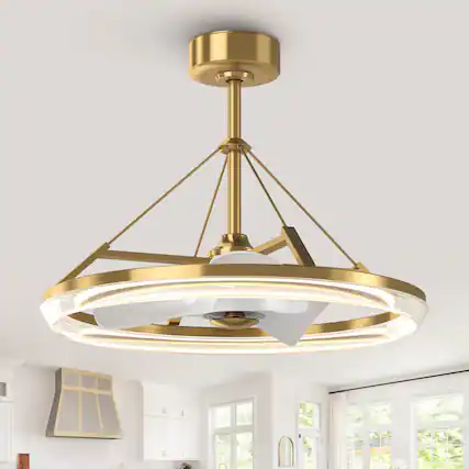 Front. Parrot Uncle - 30" Modern Gold 3CCT LED Fandelier Ceiling Fan with Light and Remote - Gold.