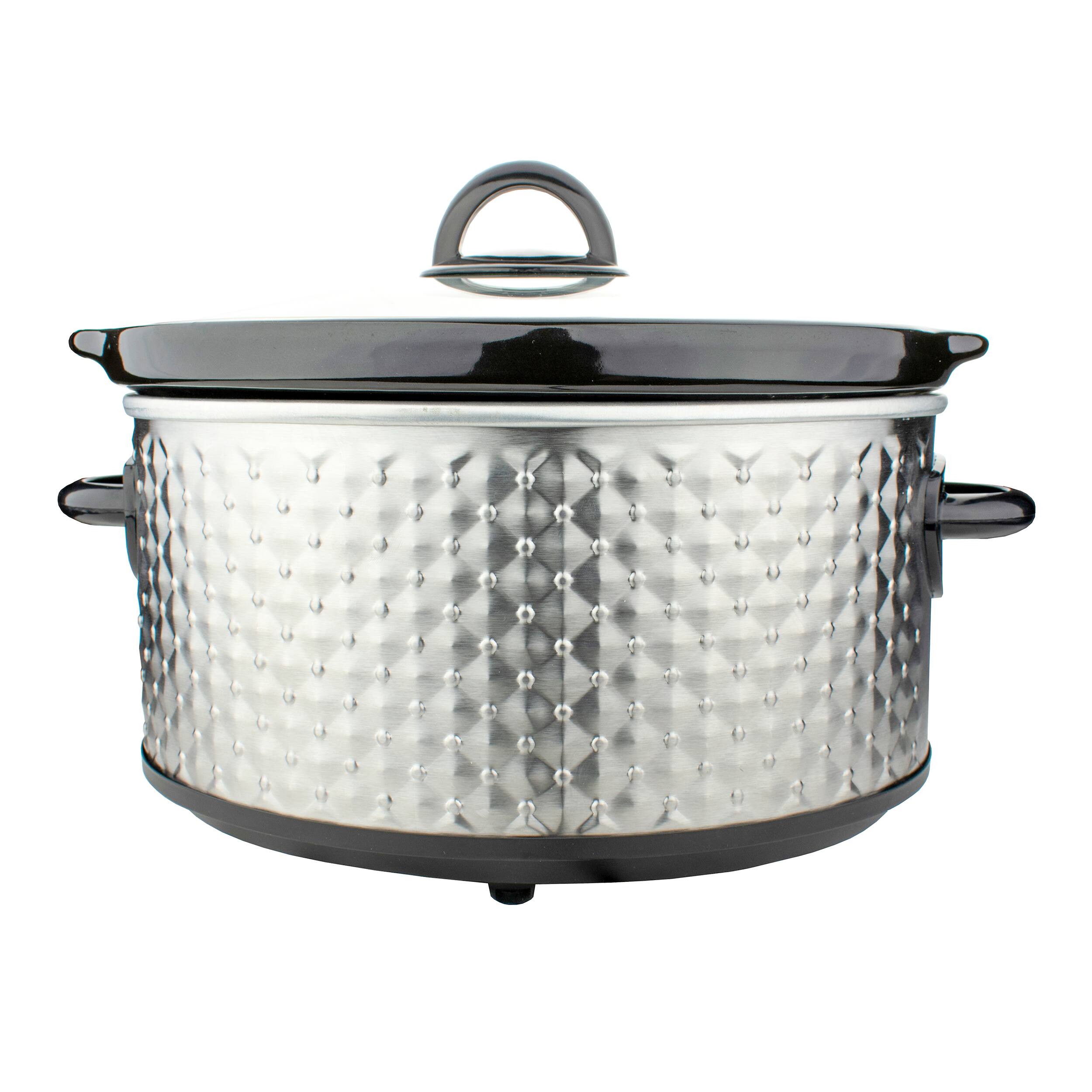 Alt View 1. Brentwood - Brentwood 3.5 Quart Diamond Pattern Slow Cooker in Stainless Steel - Silver.