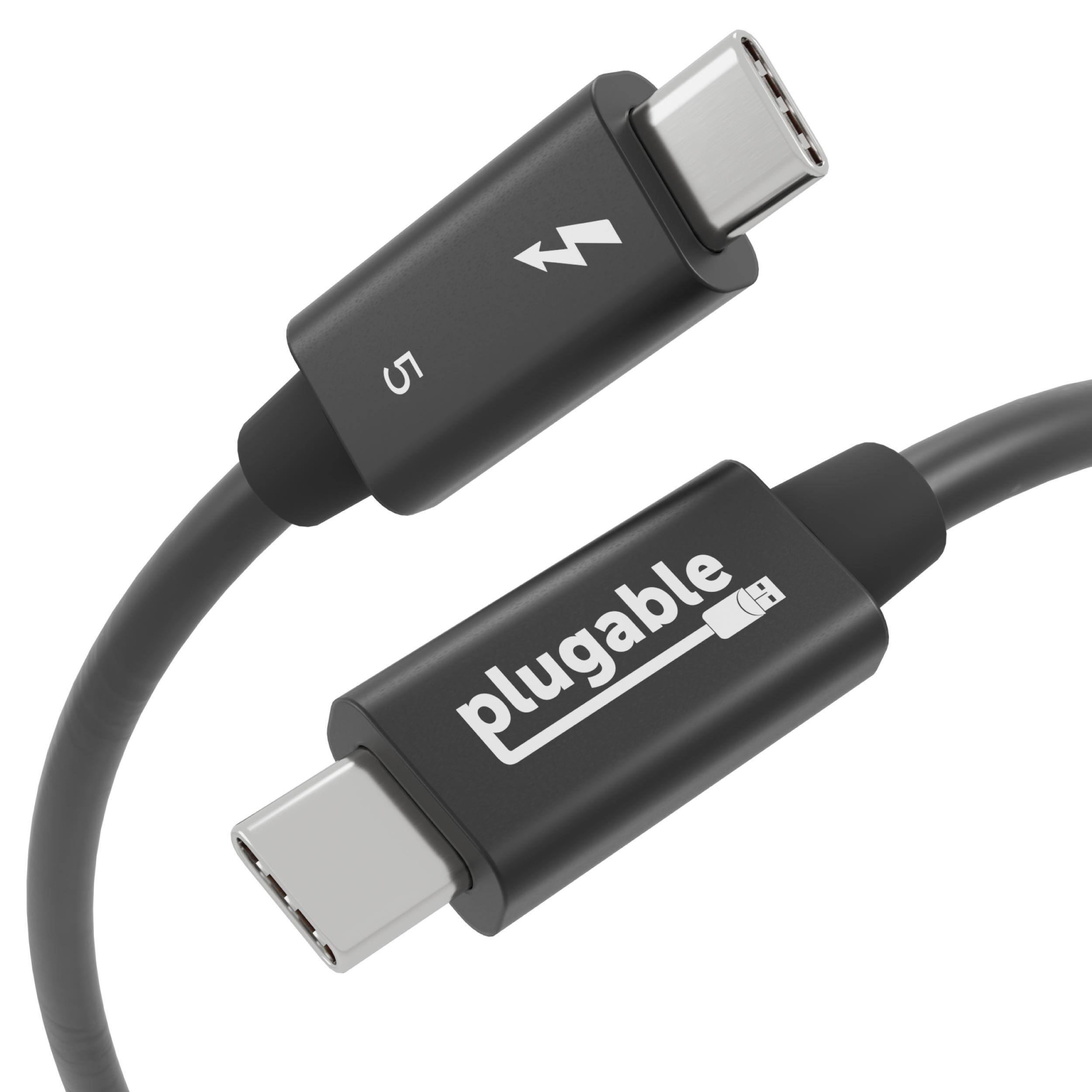 Plugable - Thunderbolt 5 Cable 80Gbps, 240W Charging - Thunderbolt Certified - Up to 120Gbps Bandwidth Boost - Driverless - Black
