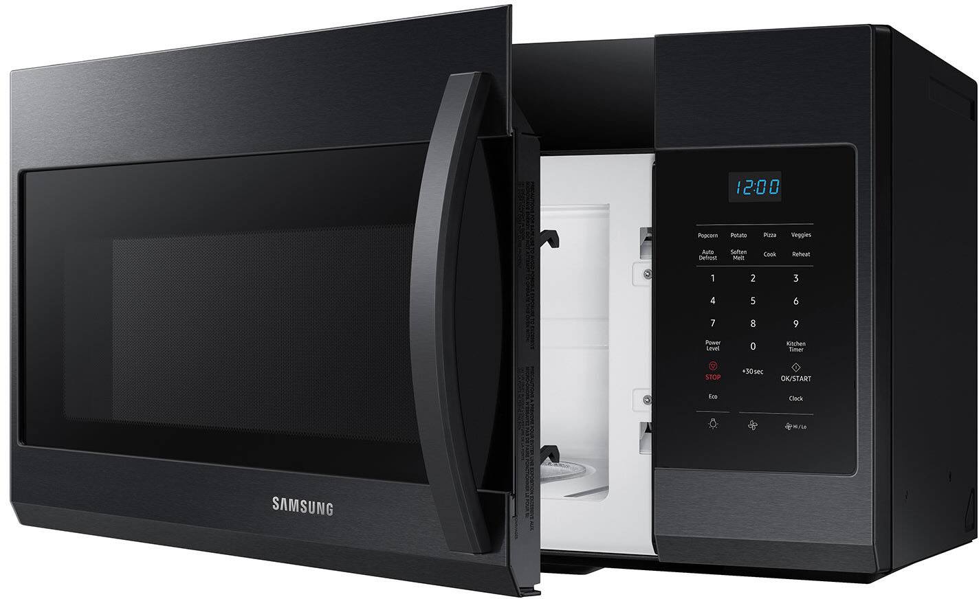 12:00  
Popcorn Potato Pizza Veggies  
Auto Defrost Soften Melt Cook Reheat  
1 2 3 4 5 6 7 8 9  
Power Level 0 Kitchen Timer  
STOP Eco 30sec OK/START Clock H/Le  
SAMSUNG