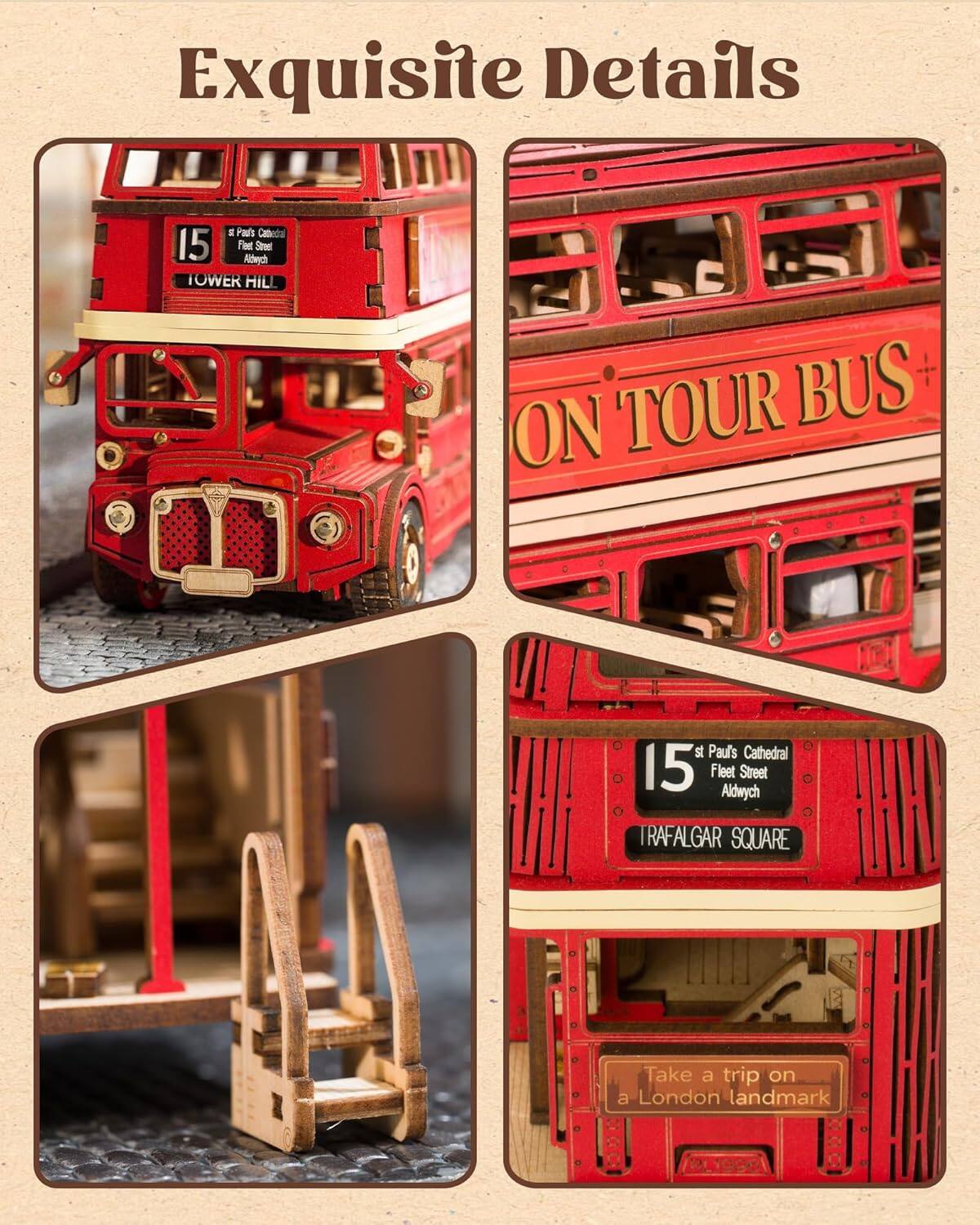 Exquisite Details

15  
TOWER HILL  
st Paul's Cathedral  
Fleet Street  
Aldwych

ON TOUR BUS

15  
st Paul's Cathedral  
Fleet Street  
Aldwych  
TRAFALGAR SQUARE

Take a trip on a London landmark