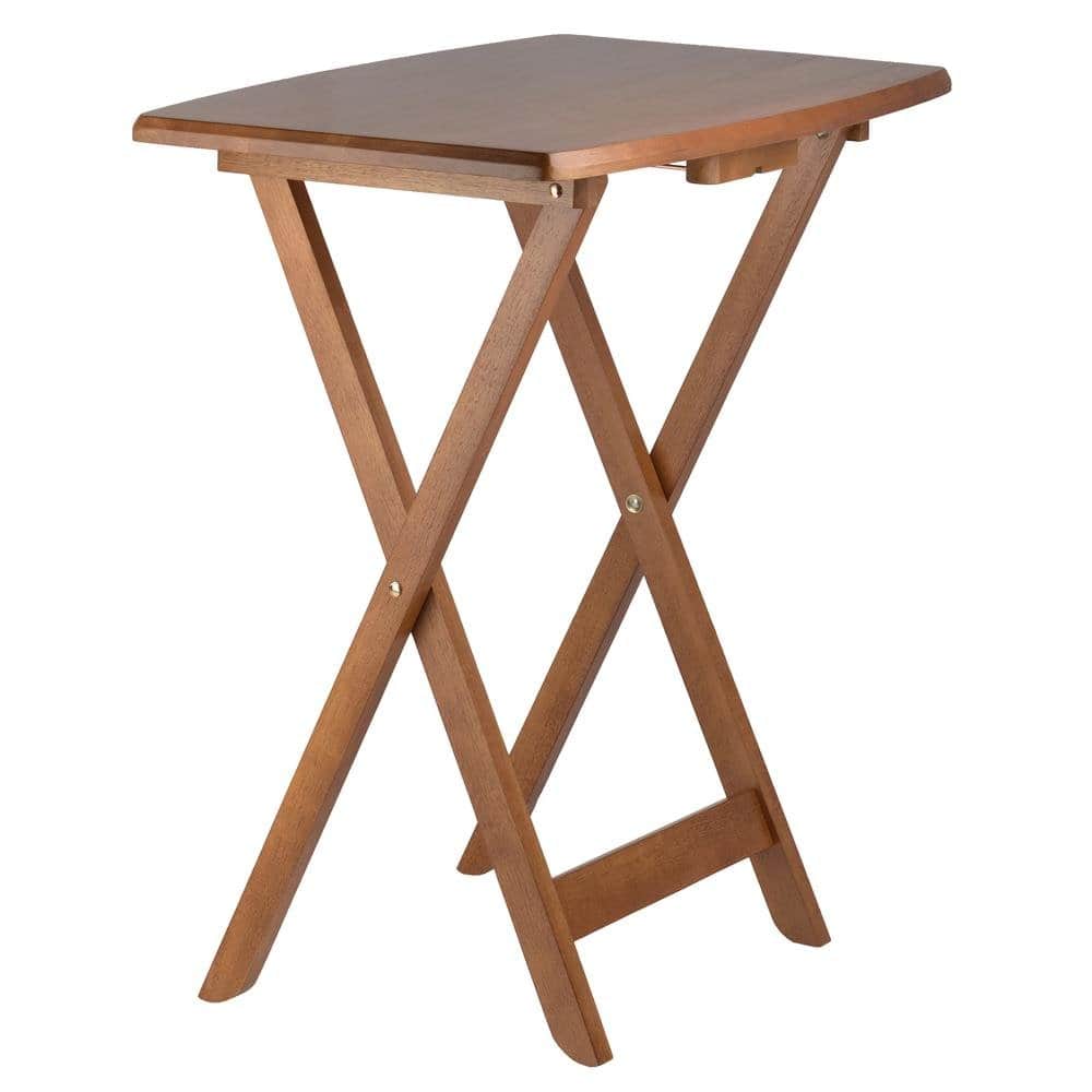 FurniFact - Oversized Snack Tables – Sturdy Wooden TV Trays with Stand - Teak