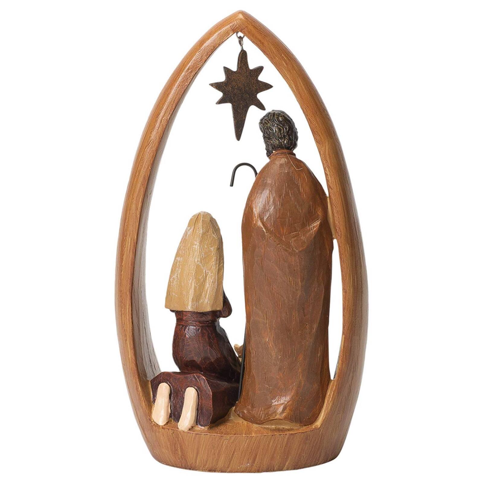 Alt View 1. Ganz - Holy Family Religious Stone Resin Christmas Figurine 9 inch - Brown.