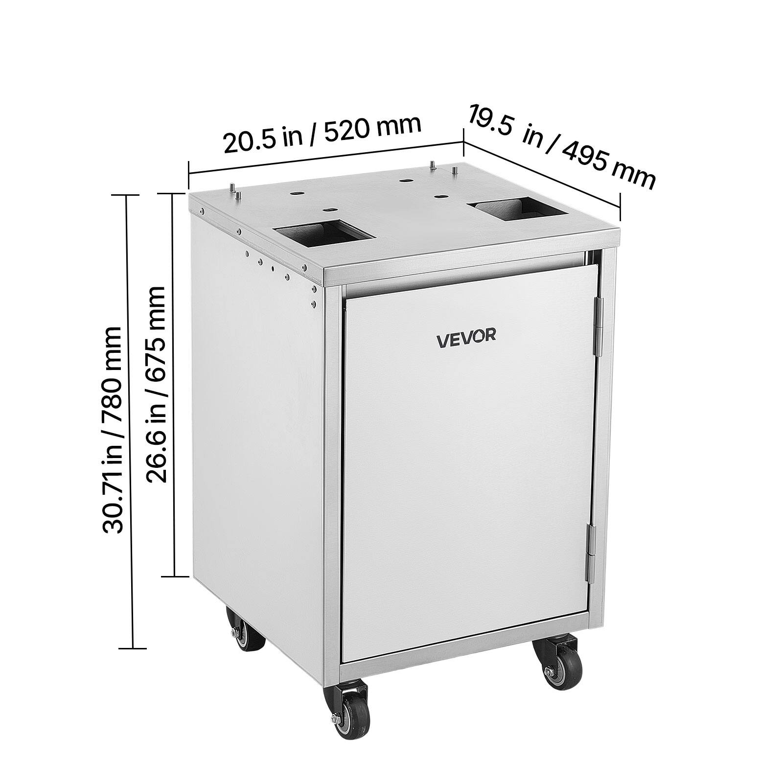 20.5 in / 520 mm  
19.5 in / 495 mm  
30.71 in / 780 mm  
26.6 in / 675 mm  
VEVOR