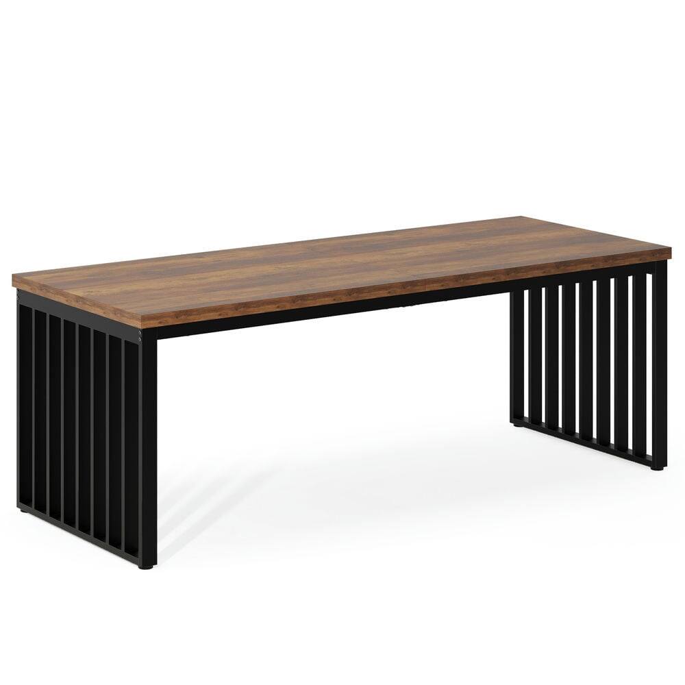 Left. Resenkos - Kadyn Study Writing Desk, Computer Desk,78.74" Two Person Desk, Long Executive Desk Double Computer Desk,Rustic Brown - Rustic Brown.