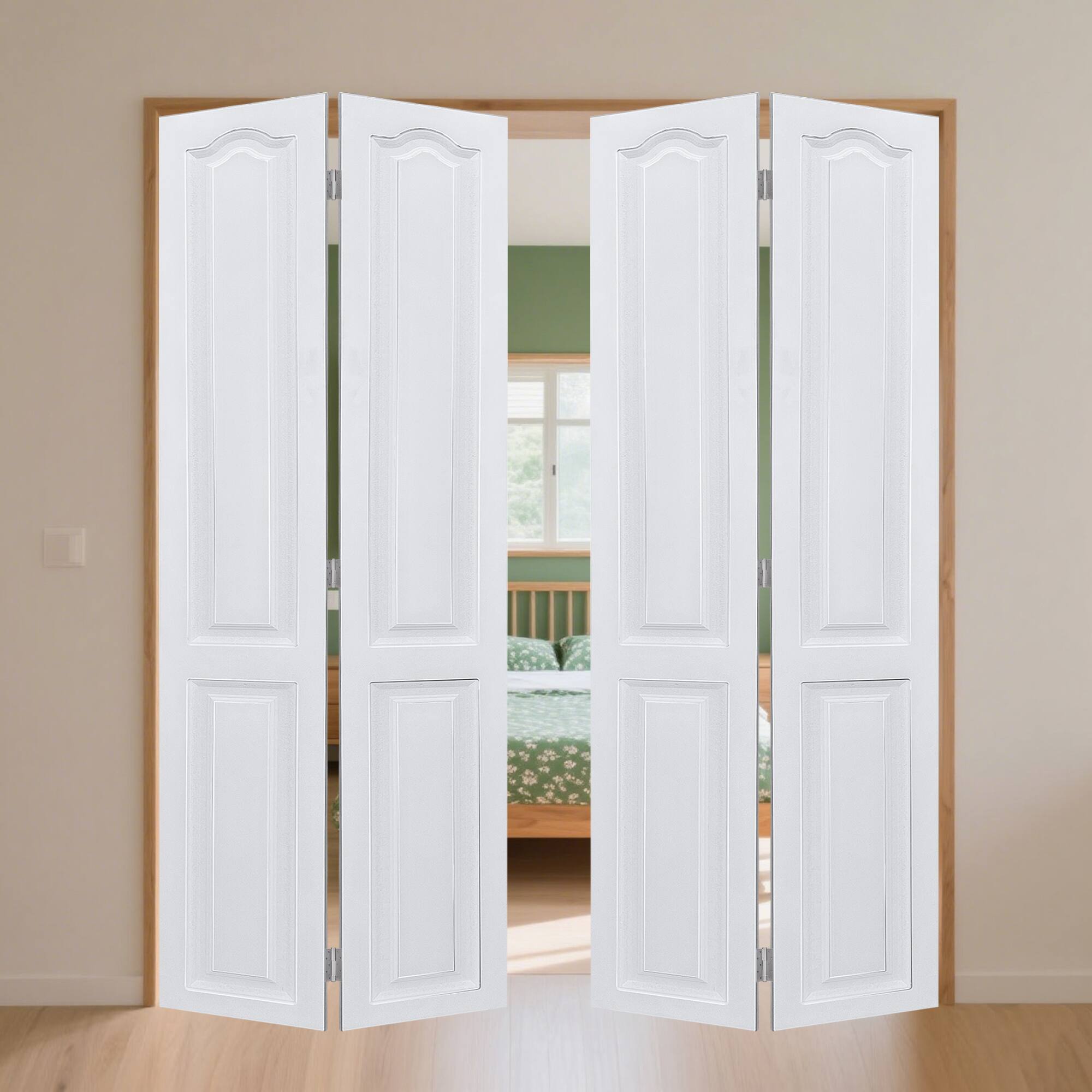 Alt View 3. Boyel Living - Milk White Modern 2-Panel Barn Sliding Door 30-in L x 0.75-in W x 80-in H with Hardware Kit - Milk White.