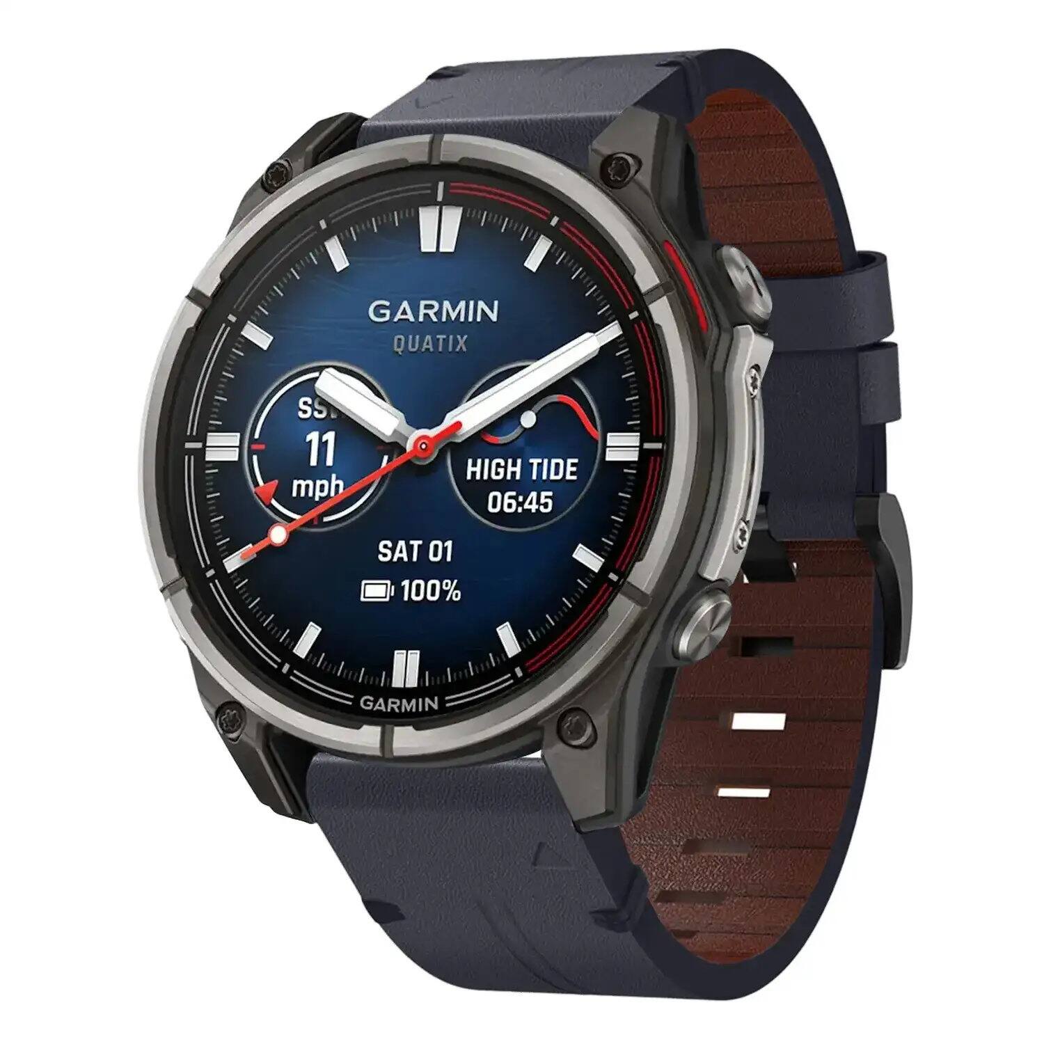 GARMIN QUATIX  
SS 11 mph  
HIGH TIDE 06:45  
SAT 01  
100%  
GARMIN