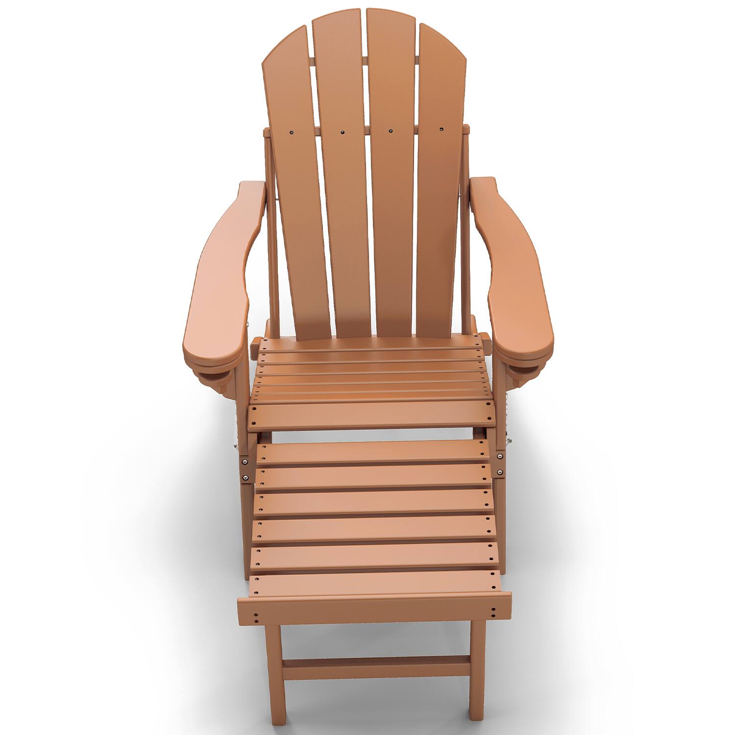 Left. FODINGHILL - HDPE Set of 2 Adirondack Chairs with Ottomans - Teak.