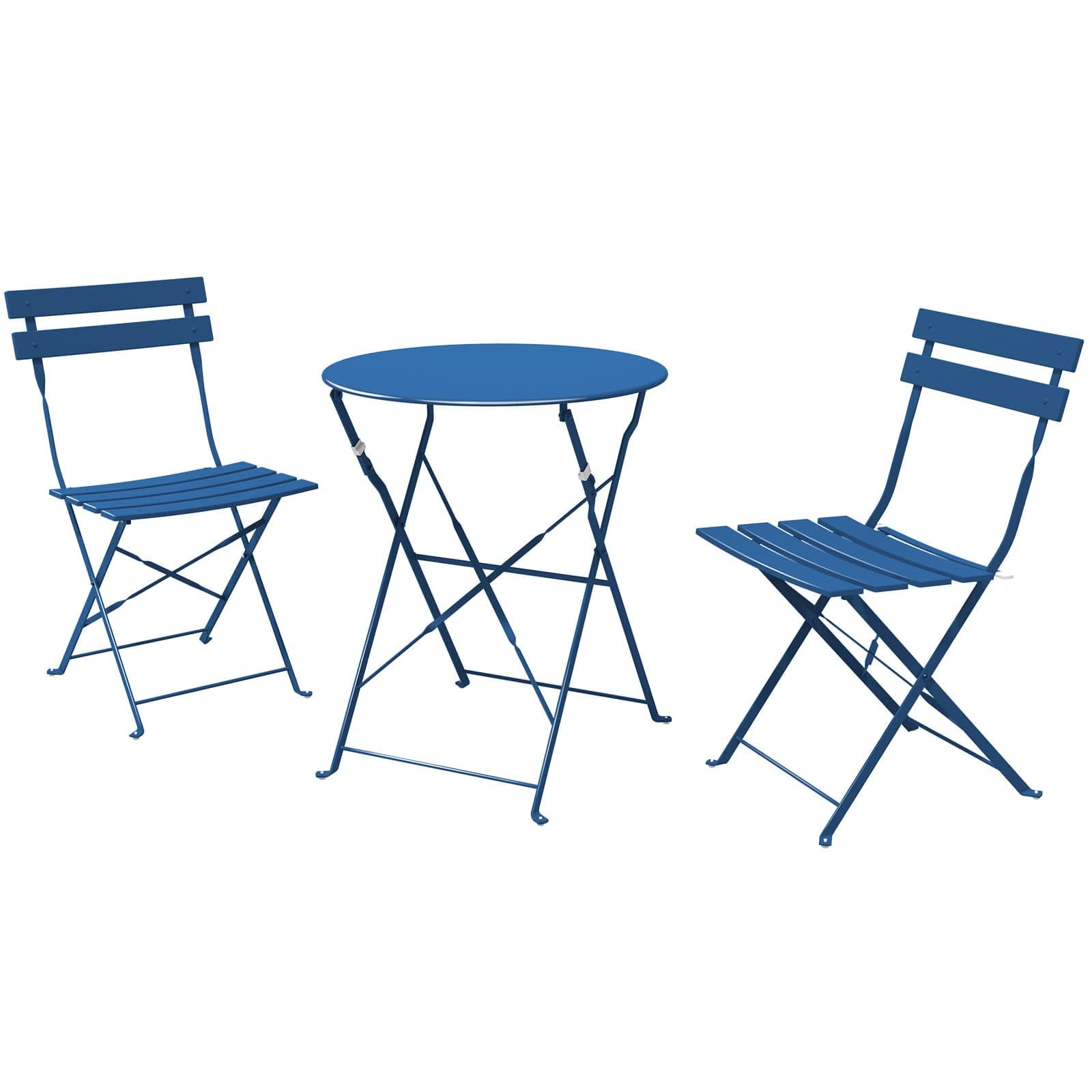 Yardgrace - 3-Piece Folding Bistro Set Outdoor/Indoor Conversation Set for Patio - Blue