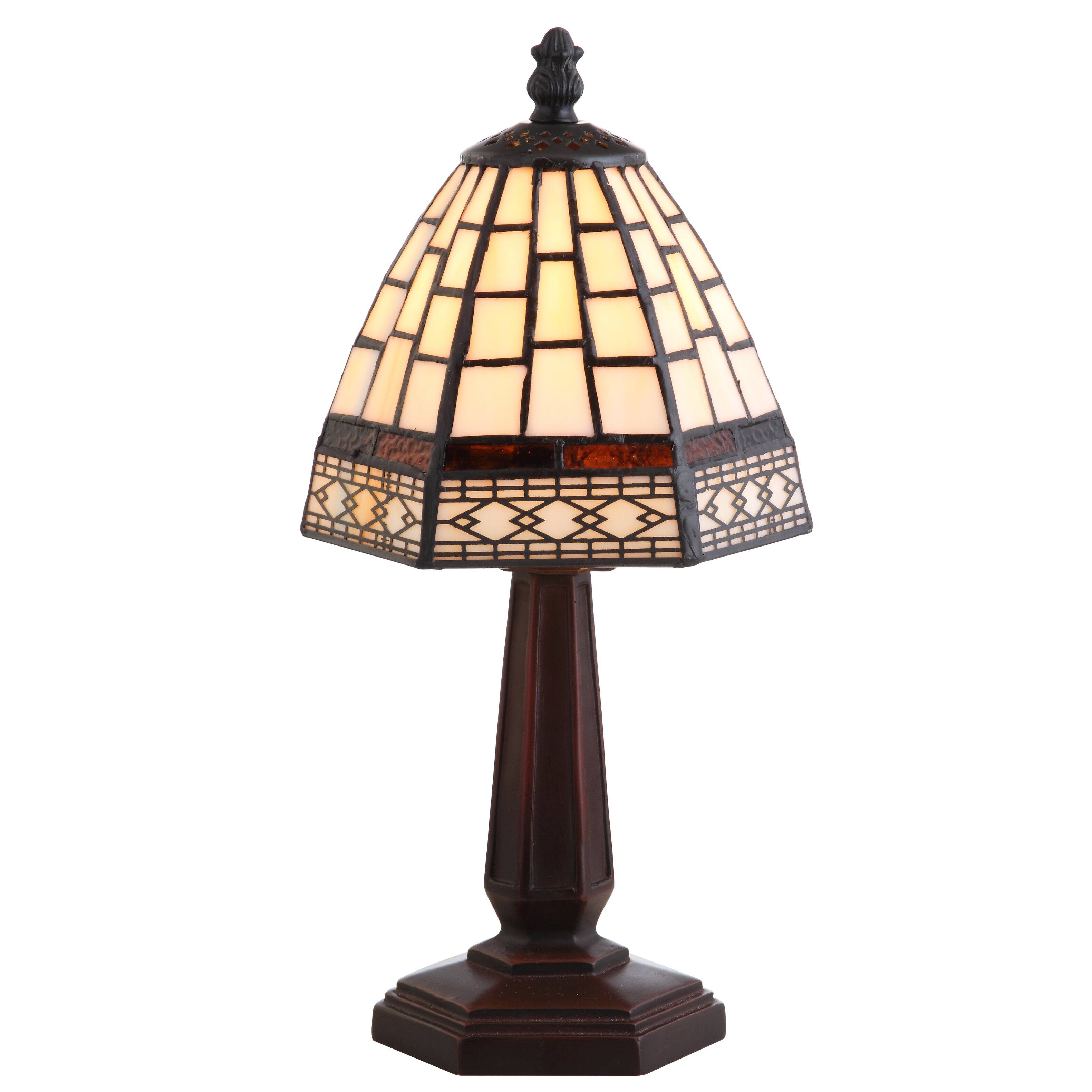 Jonathan Y - Carter Tiffany-Style 12" LED Table Lamp, Ivory/Cream - Brown