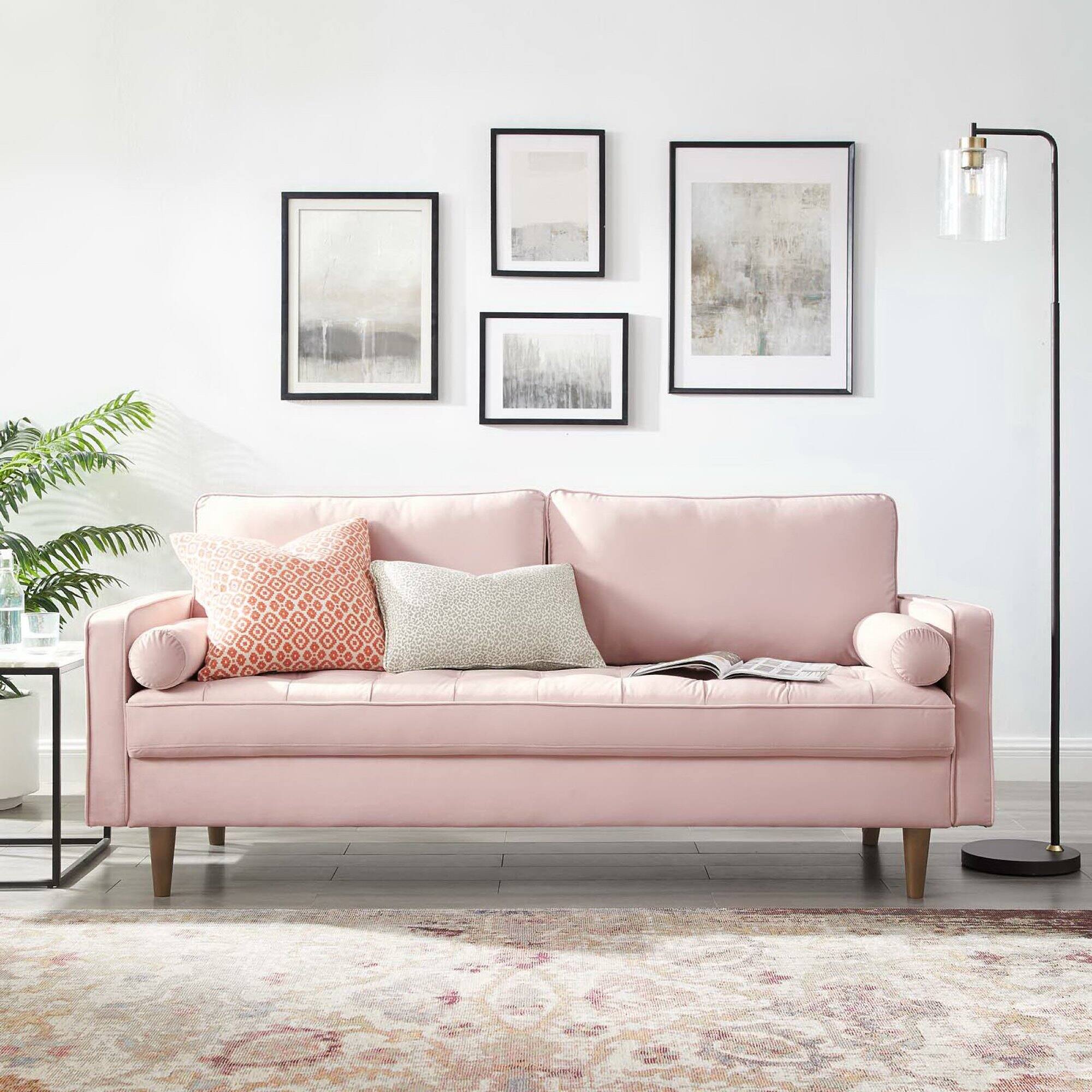 Alt View 4. Modway - Valour Performance Velvet Sofa by Modway - Red.
