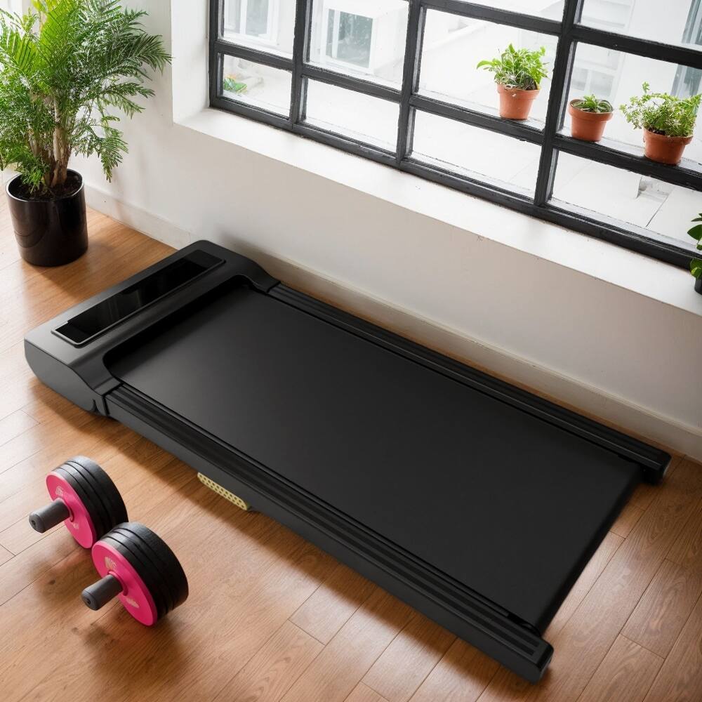 Left. Loheer - Loheer Brushless Motor Treadmill with LED Display Compact Foldable Design 275lbs Capacity for Home Fitness - Black.