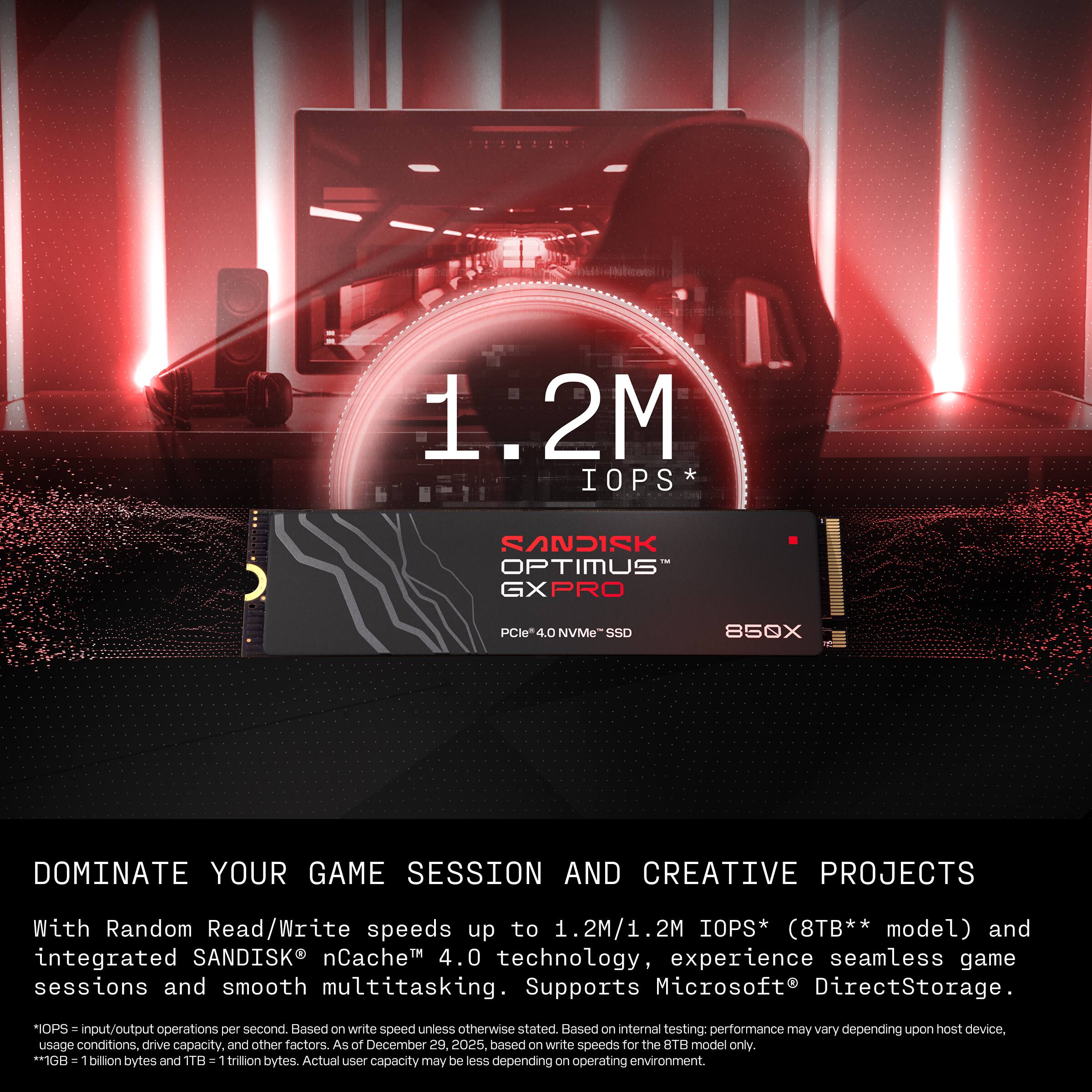 SANDISK - 2TB Optimus GX PRO 850X PCIe 4.0 x4 M.2 2280 NVMe