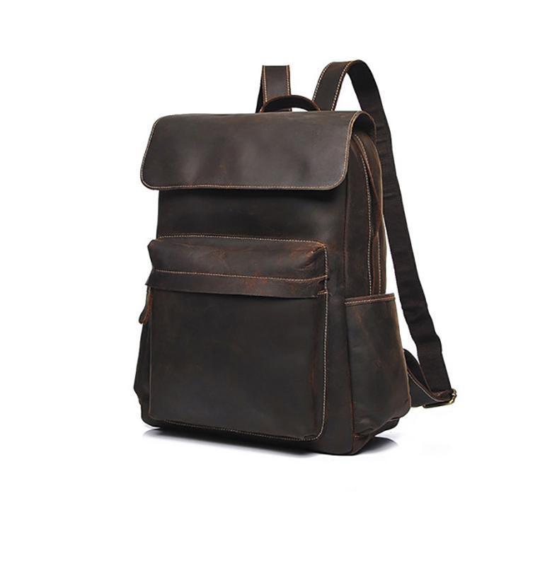 Alt View 5. Steel Horse Leather - The Helka Backpack | Genuine Vintage Leather Backpack - Brown.