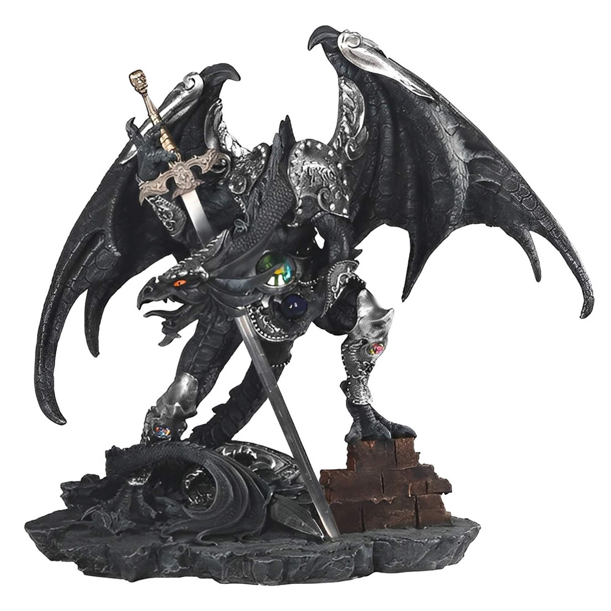 FC Design - 21"W Dragon with Sword Figurine Statue Office/Computer Desk Tabletop Medieval Gaming Home Decor Gift - Multi-Color