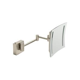 Alfi - Brushed Nickel Wall Mount Square 8" 5x Magnifying Cosmetic Mirror with Light - Silver