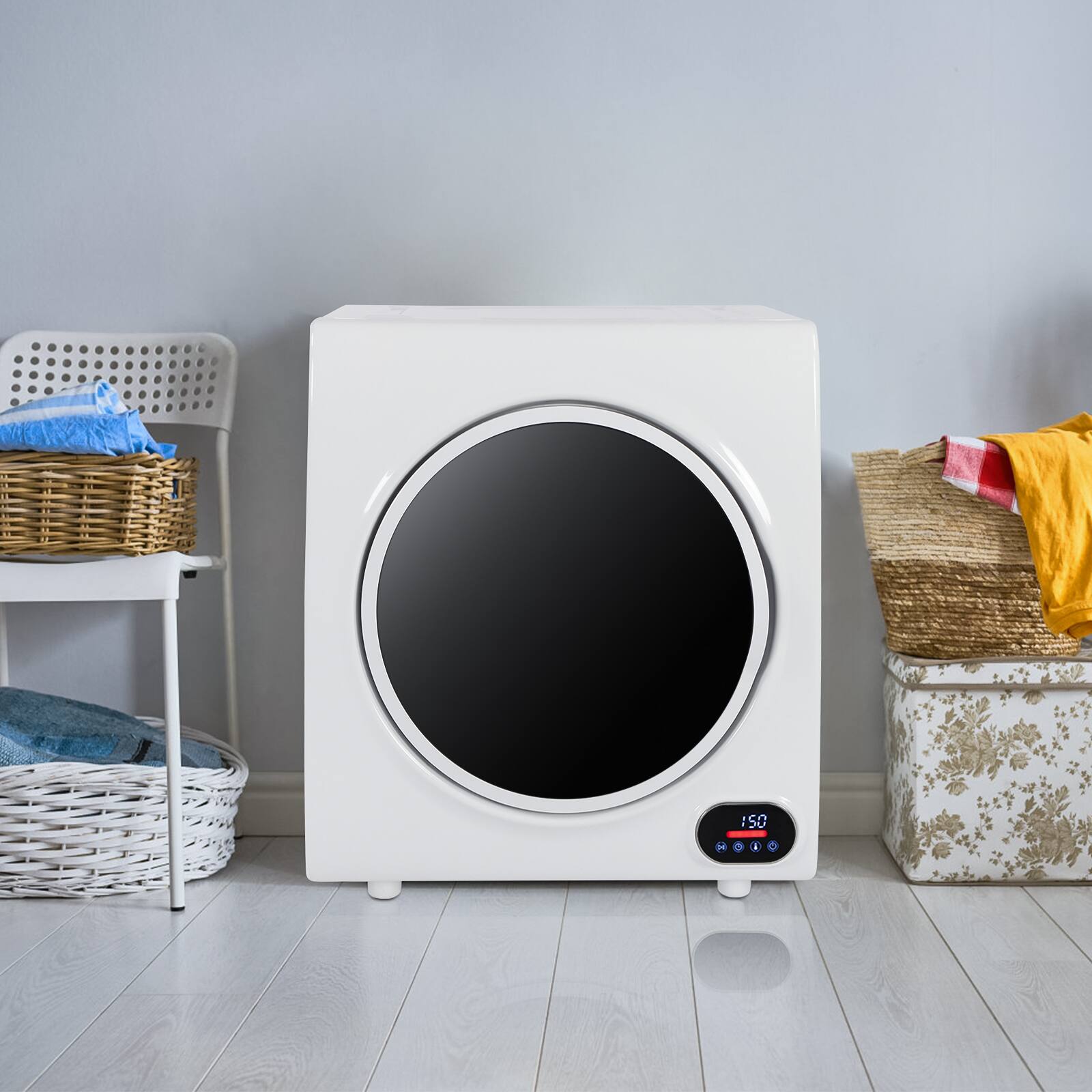 Alt View 6. Winado - 1400W Portable Clothing Electric Dryer 2.6Cu.ft 8.8lbs Tumble Drying Machine with Four Drying Models，LED Display 110V - White.