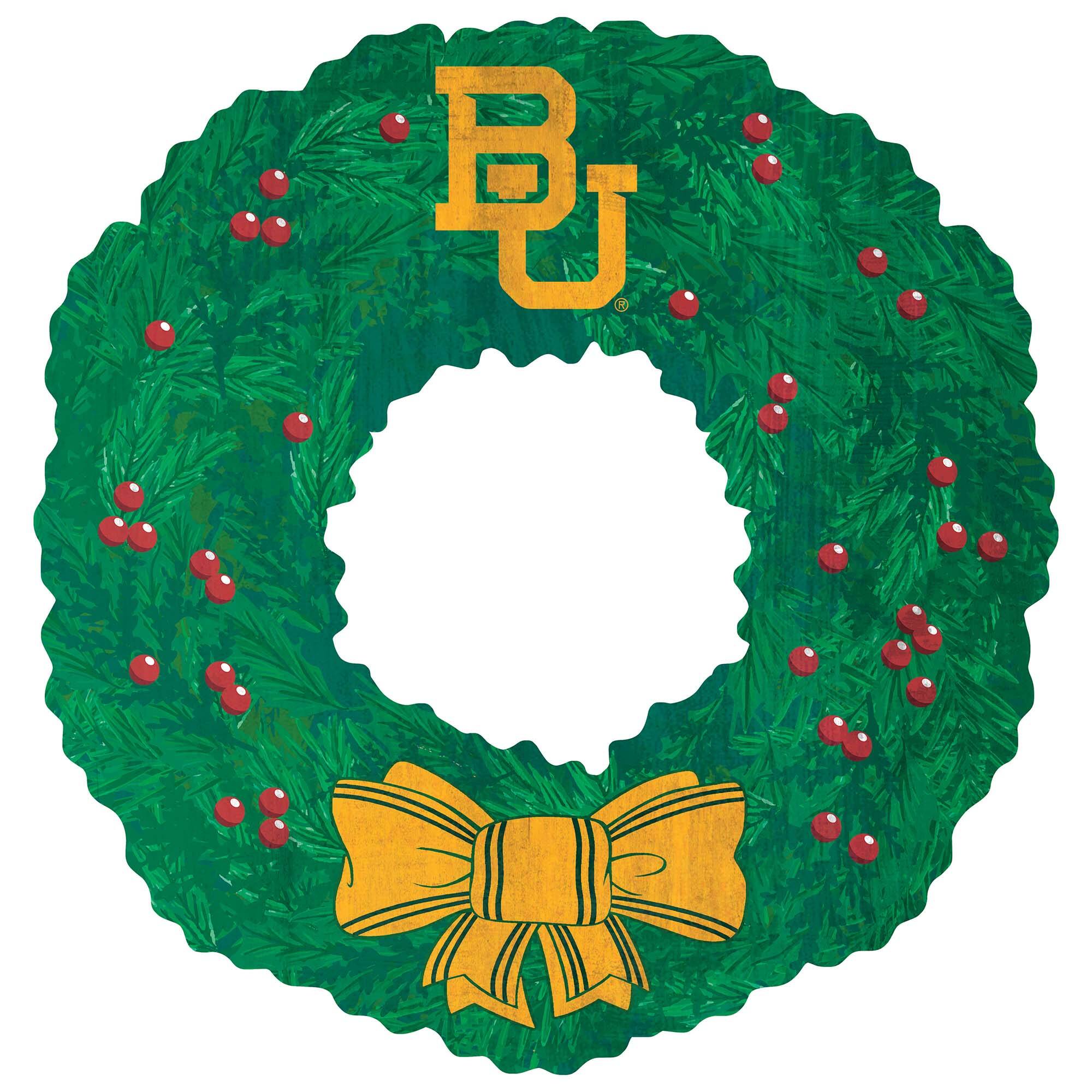 Front. Fan Creations - Baylor Bears 16'' Team Wreath Sign - Green.