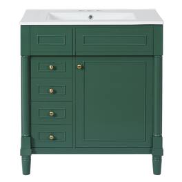 Boyel Living - 30 Inch Freestanding Bathroom Vanity with Sink 2 Drawers and Soft Close Door - Green