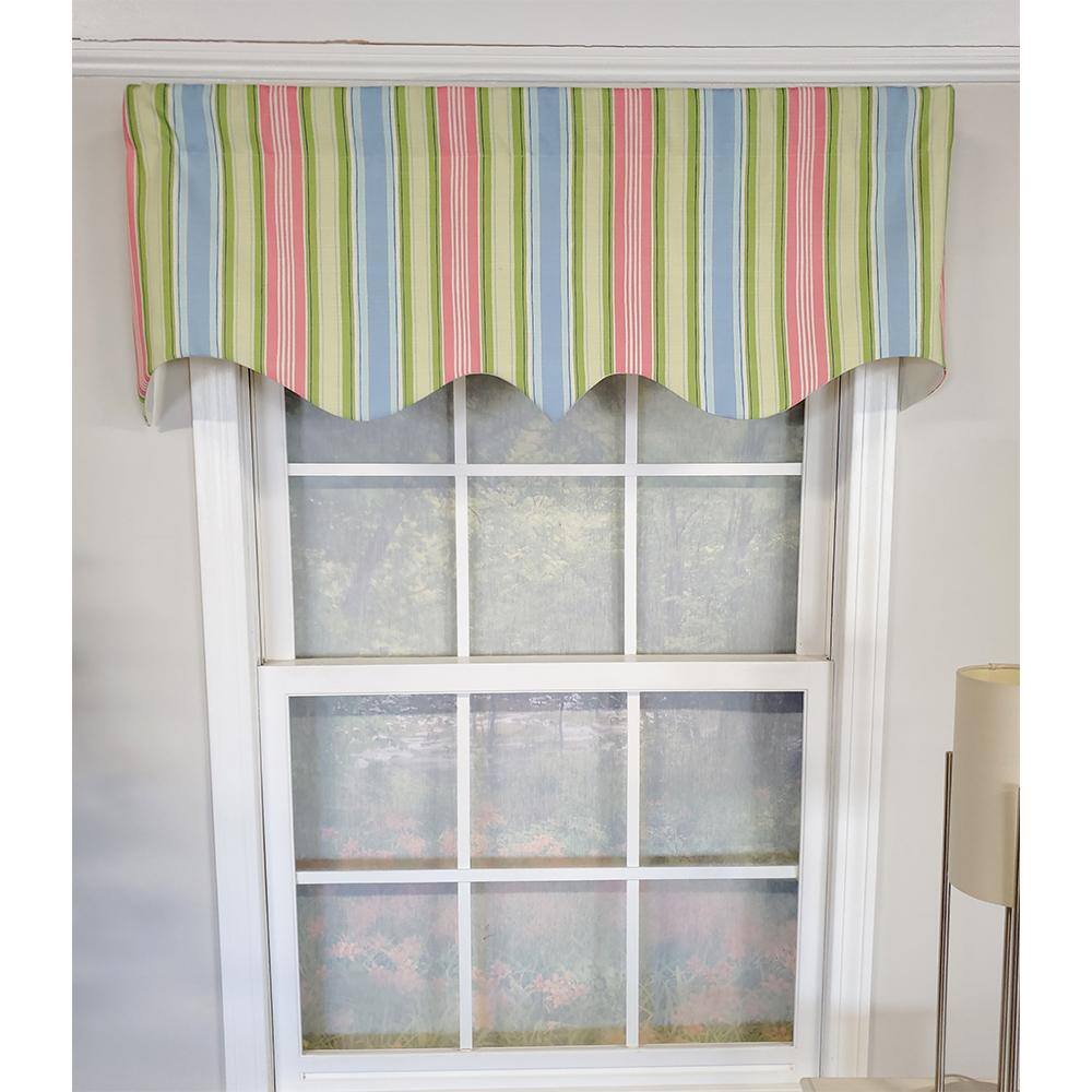 Angle. RLF Home - RLF Home Bay Stripe Regal Lining Luxurious and Elegant Window Treatment Valance 50" x 17" Multicolor - Multi.