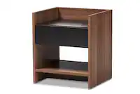 Front. Baxton Studio - Vanda Modern and Contemporary Two-Tone Walnut and Wood 1-Drawer Nightstand - Black/"Walnut" Brown.