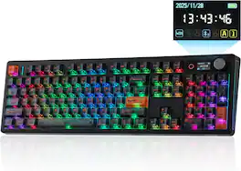EPOMAKER - TH108 V2 PRO Full Size Mechanical Keyboard with Screen&Knob (Creamy Jade Switch) - Black