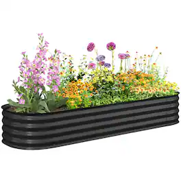 Outsunny - x 2' x 1' Galvanized Raised Garden Bed Kit, Metal Planter Box with Safety Edging - Dark Gray