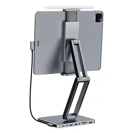Front. INVZI - INVZI MagHub 3: 8-in-1 Docking Station Stand for iPad Pro and Tablet - Space Gray.