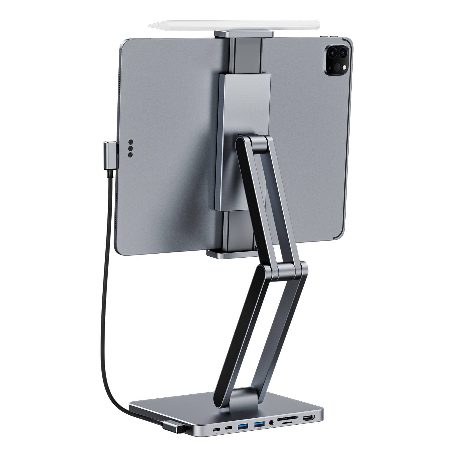 INVZI - MagHub 3: 8-in-1 Docking Station Stand for iPad Pro and Tablet - Space Gray