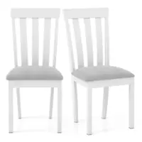 Costway Dining Chair Set of 2 Upholstered Wooden Chairs with Padded Seat Rubber Wood Frame - White - Front_Zoom