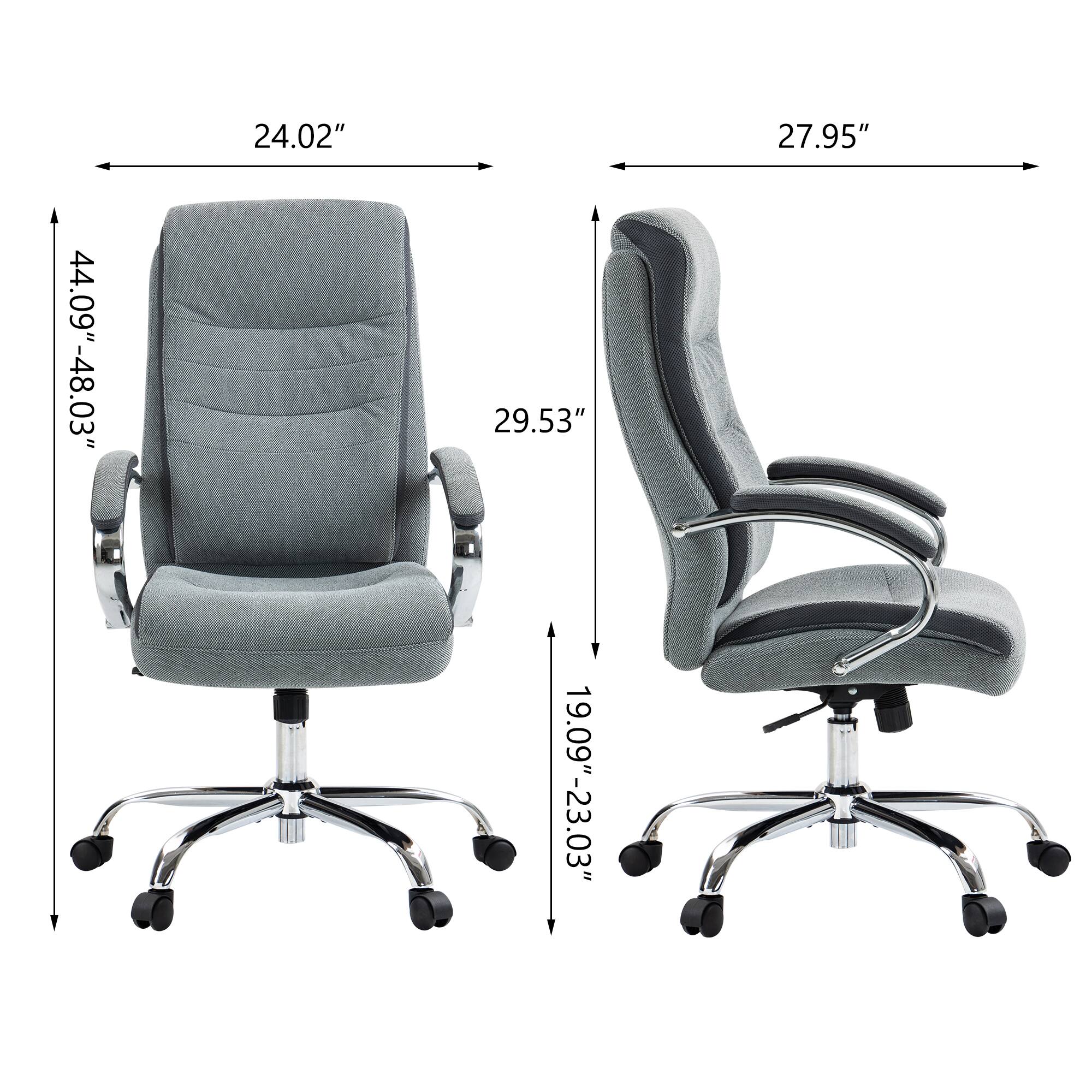 - Width: 24.02"
- Depth: 29.53"
- Height: 44.09" - 48.03"
- Seat Height: 19.09" - 23.03"
- Armrest Height: 27.95"