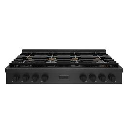ZLINE - 48 in. Paramount Gas Rangetop with 8 Brass Burners and Porcelain Cooktop in Black Satin Steel (SRTBS-BR-48) - Black Satin Stainless Steel