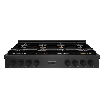 Front. ZLINE - ZLINE 48 in. Paramount Gas Rangetop with 8 Brass Burners and Porcelain Cooktop in Black Satin Steel (SRTBS-BR-48) - Black Satin Stainless Steel.