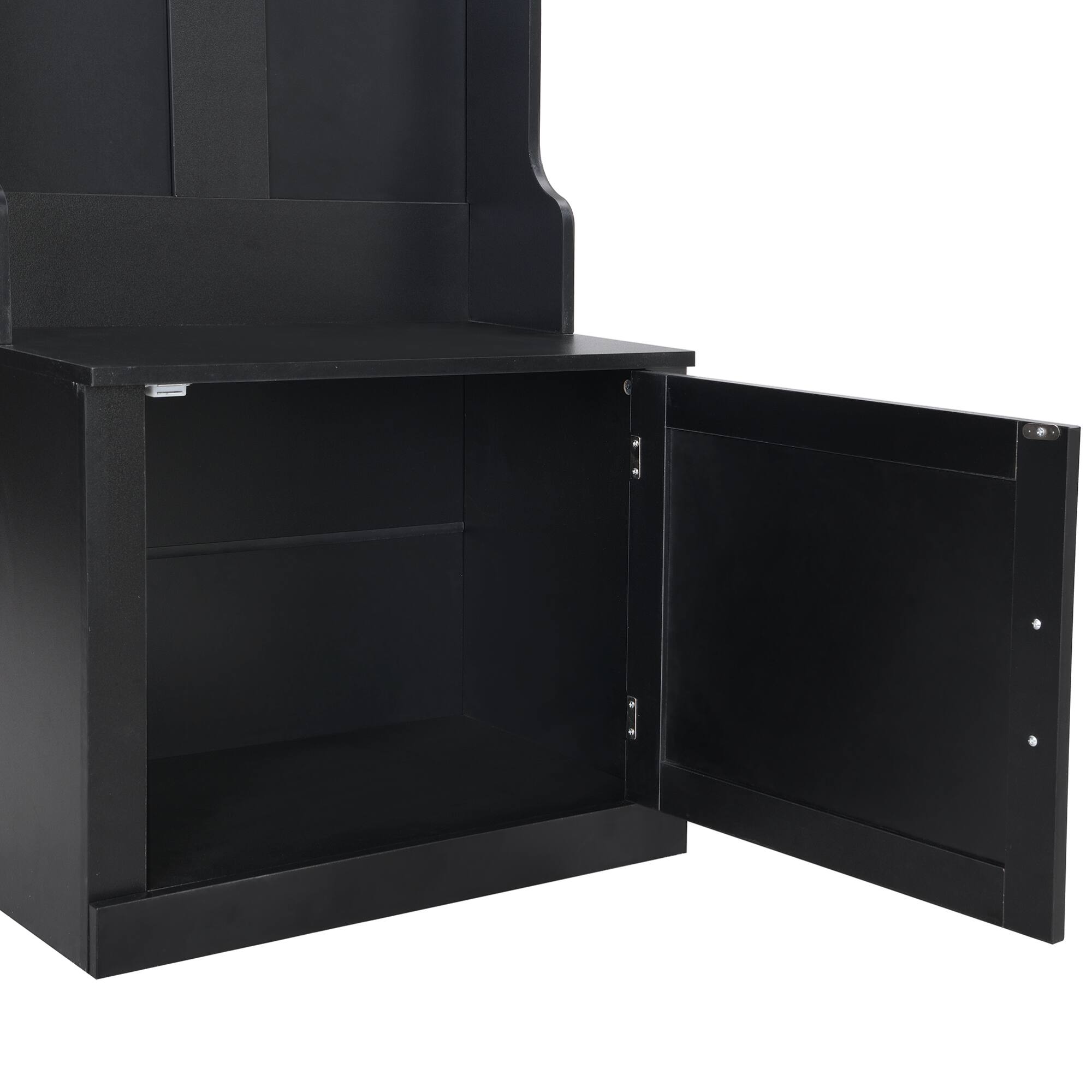 Alt View 8. GOODSILO - Slim Hall Tree with Cabinet and Hooks, Multi-functional Storage Bench for Hallway and Living Room - Black.